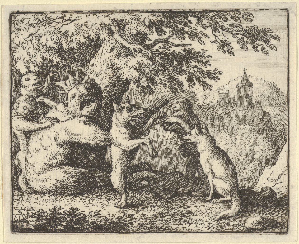 Auf Befehl des Löwen wird ein Stück Haut vom Bären genommen, ein Stück der Vorderpfoten..., 1650-75 von Allart van Everdingen