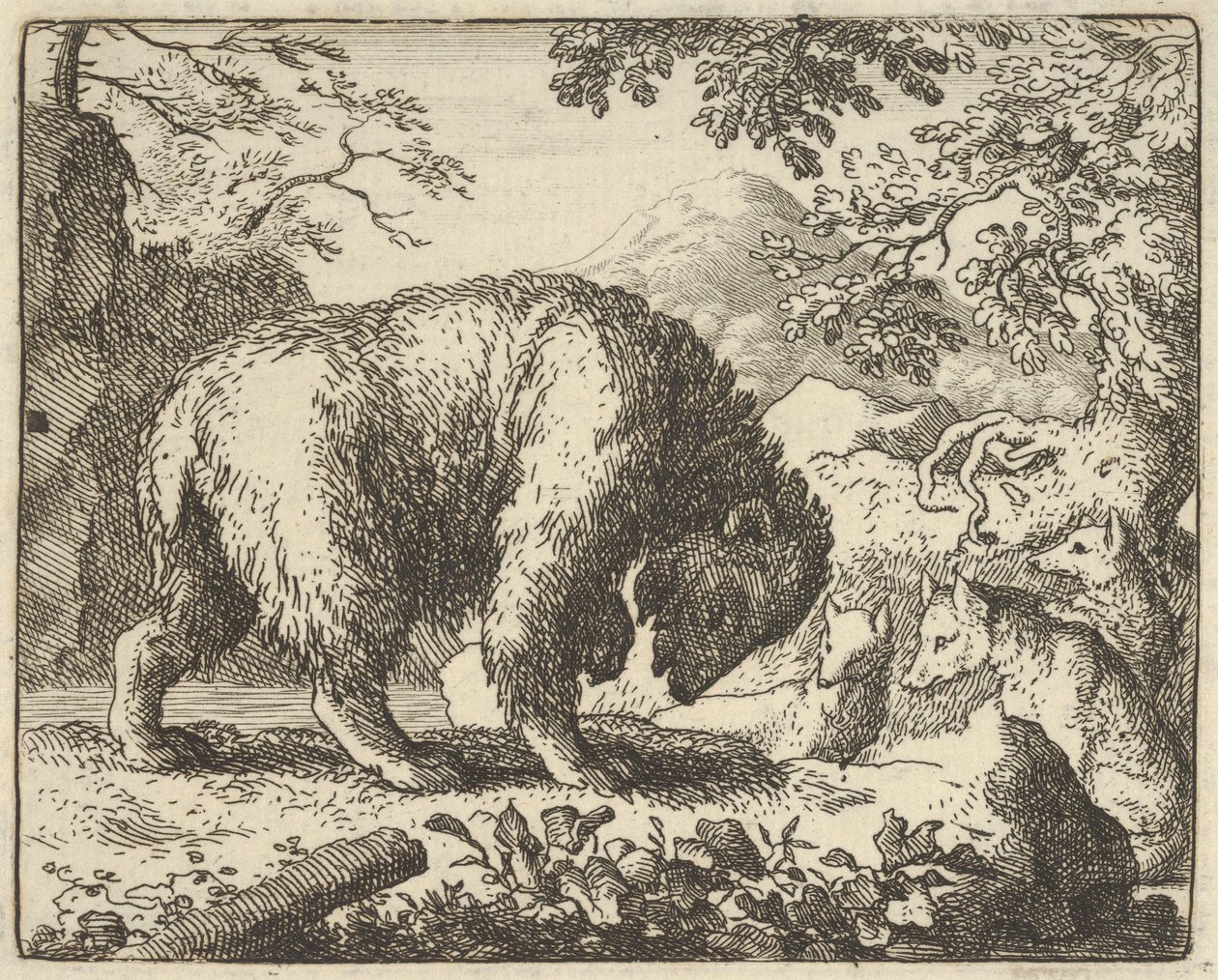 Renard verspricht dem Bären, ihn zu einem Ort zu bringen, wo er Honig findet, 1650-75 von Allart van Everdingen