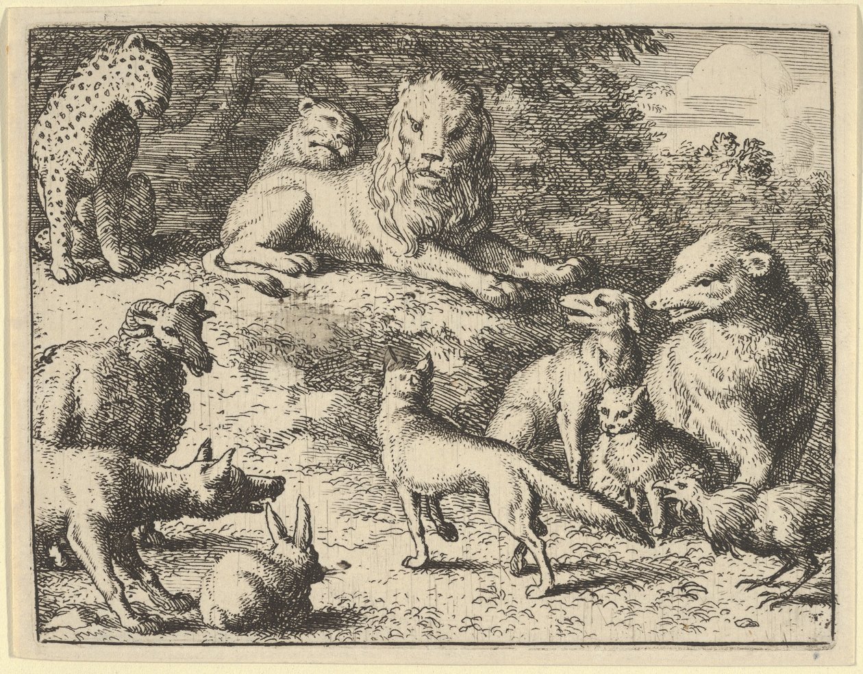 Renard wird von den Tieren vor dem Löwen angeklagt, 1650-75 von Allart van Everdingen