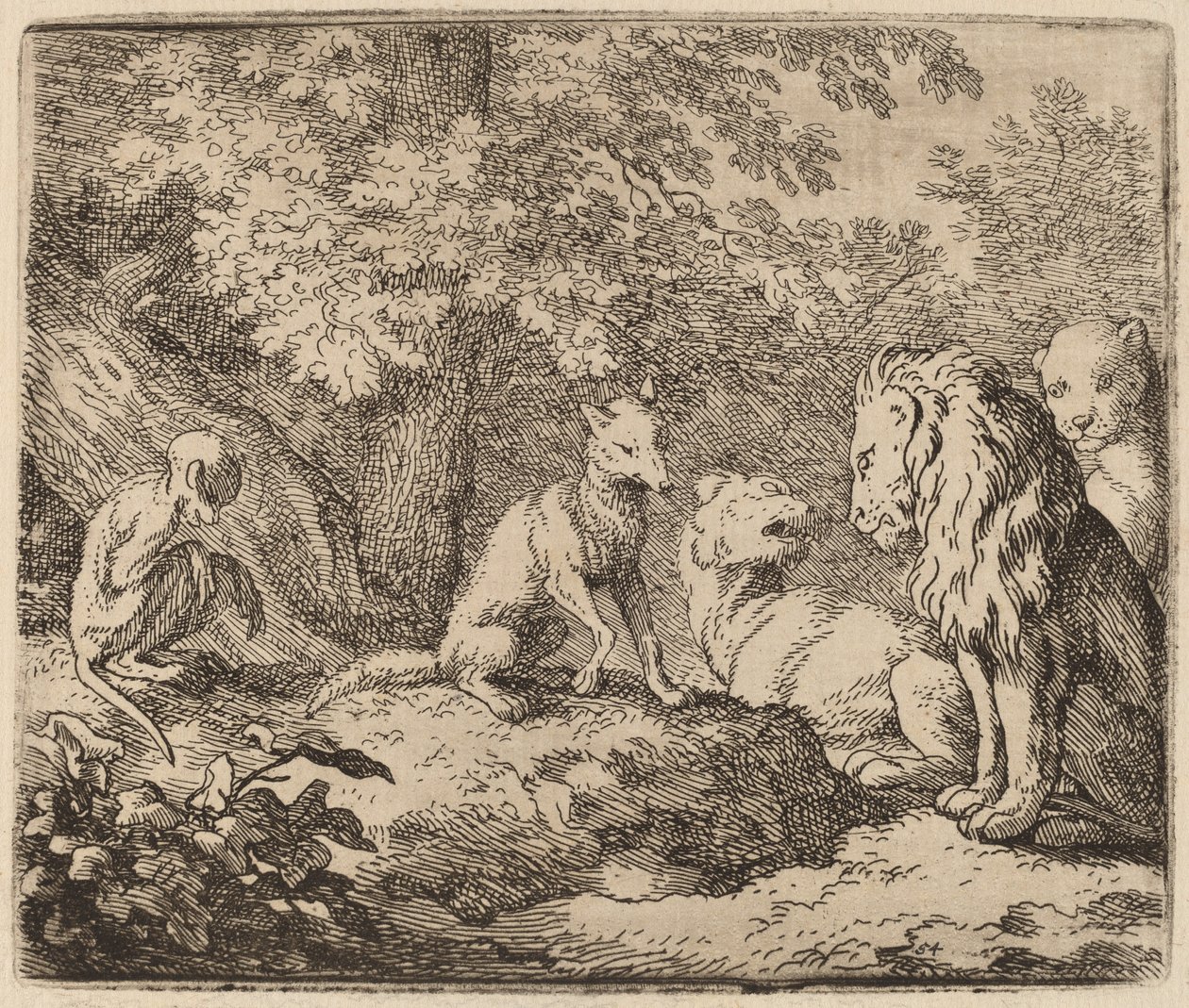 Reynard erzählt eine Geschichte von verstecktem Schatz, wahrscheinlich ca. 1645-1656 von Allart van Everdingen