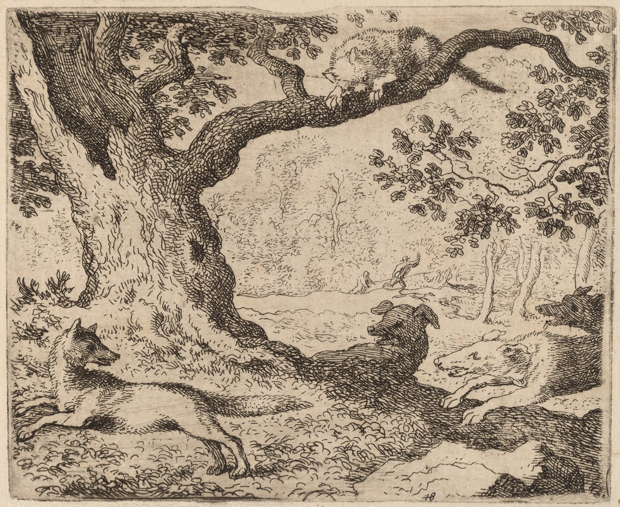 Reynards Vater und die von Hunden verfolgte Katze von Allart van Everdingen
