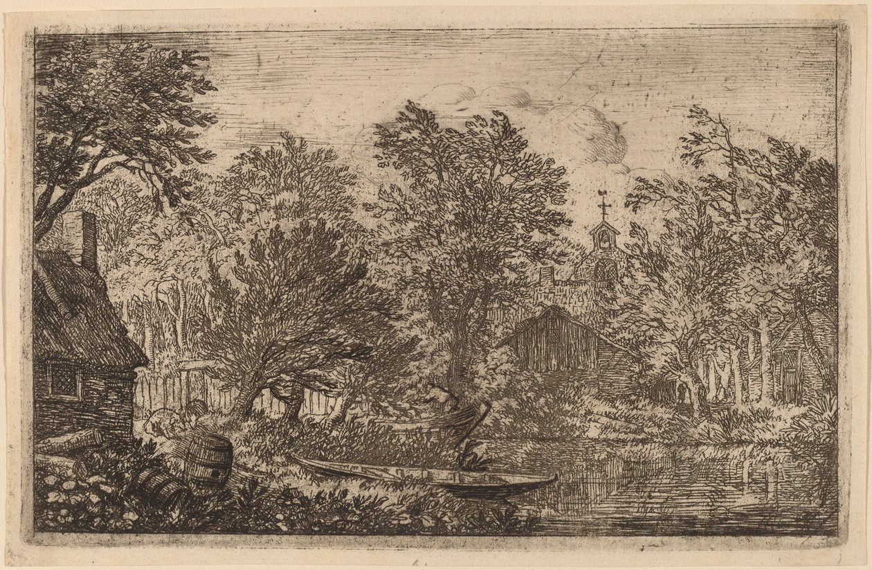 Boot an einem Flussufer, wahrscheinlich um 1645-1656 von Allart van Everdingen