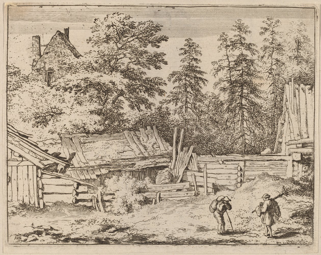 Drei Hütten, wahrscheinlich ca. 1645-1656 von Allart van Everdingen