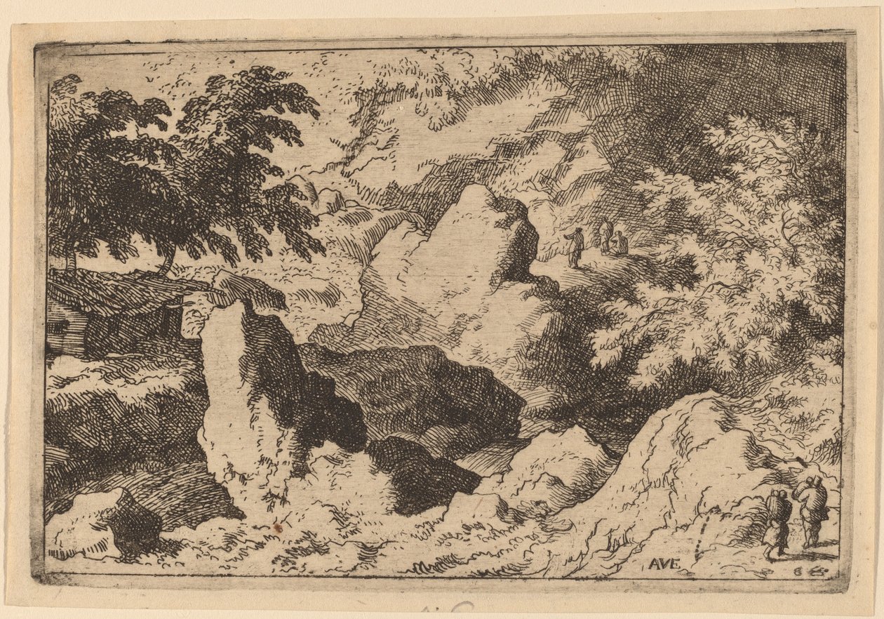 Drei Männer auf einem Felsen, wahrscheinlich ca. 1645-1656 von Allart van Everdingen