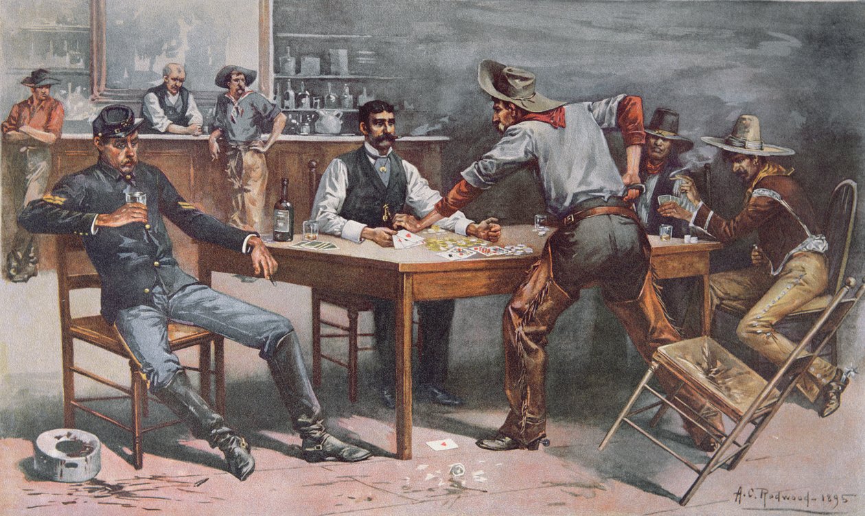 Streit über Karten in einem Western-Saloon von Allen Carter (after) Redwood