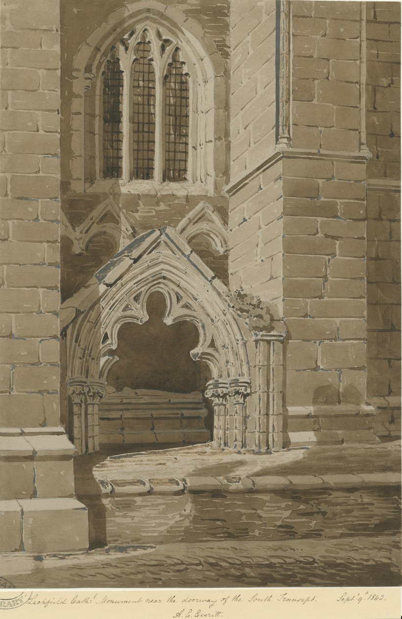 Lichfield Kathedrale - Südquerhaus: Rötelzeichnung, 9. Sep 1842 von Allen Edward Everitt