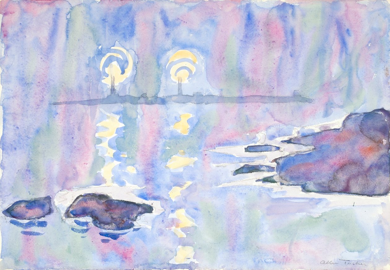 Aquarell Nr. 73, Blau und Lavendel von Allen Tucker