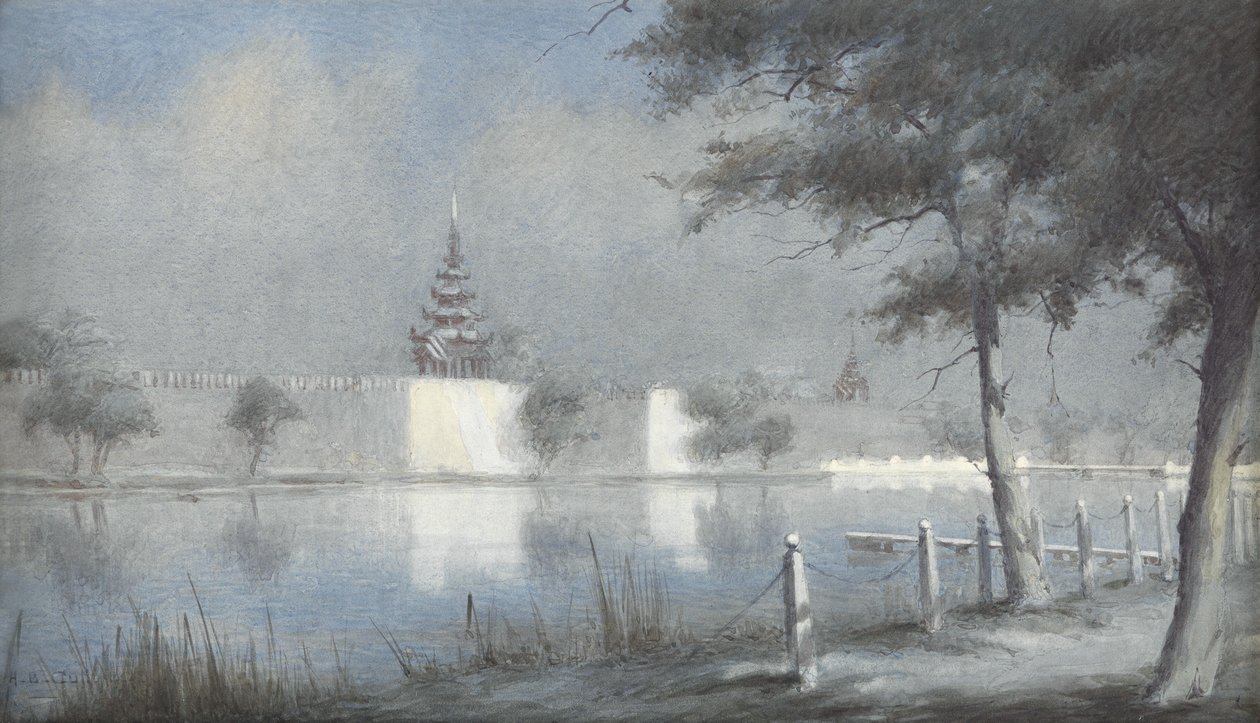 Der Wassergraben in Mandalay bei Mondschein, 1924 von Alma Claude Burlton Cull