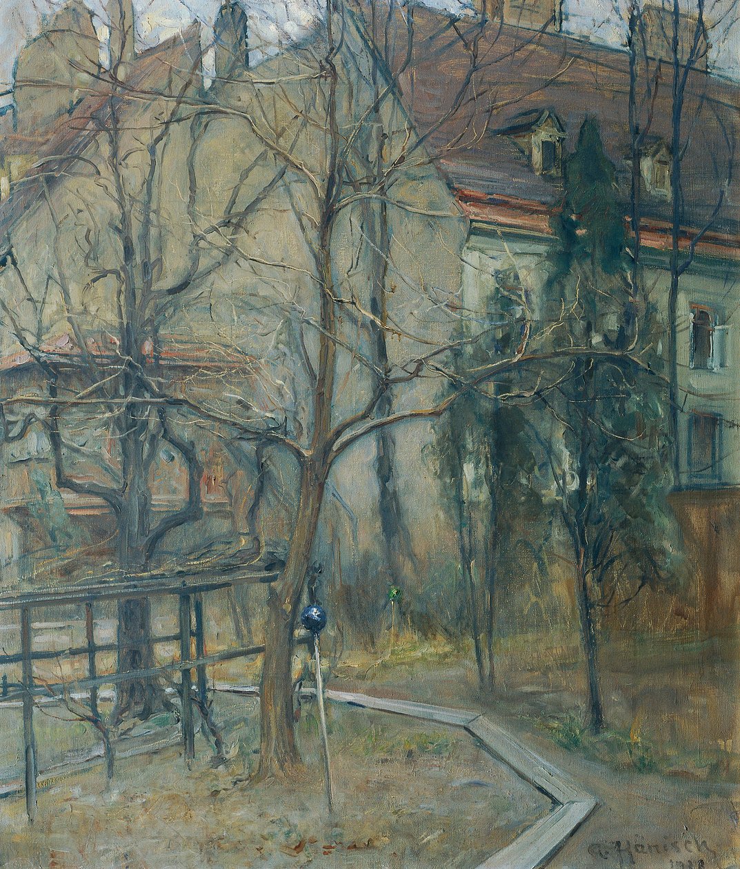 Trüber Wintertag (Blick aus meinem Atelierfenster) von Alois Hänisch
