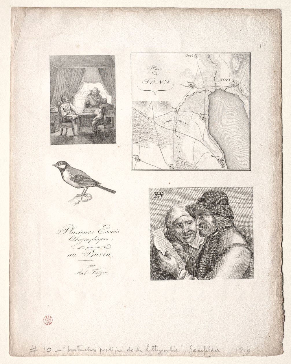 Die Kunst der Lithographie: Vier Motive nach Falger von Alois Senefelder