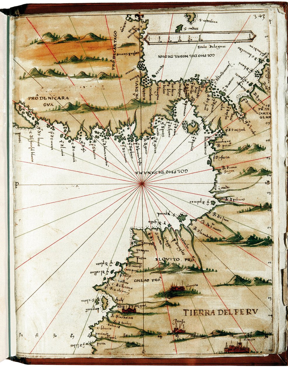 Karte von Mittelamerika und Peru von Alonso de Santa Cruz