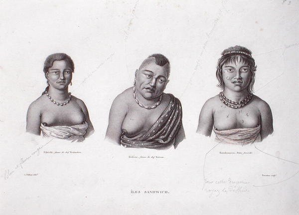 Frauen der hawaiianischen Häuptlinge von den Sandwichinseln, ca. 1824 von Alphonse (after) Pellion