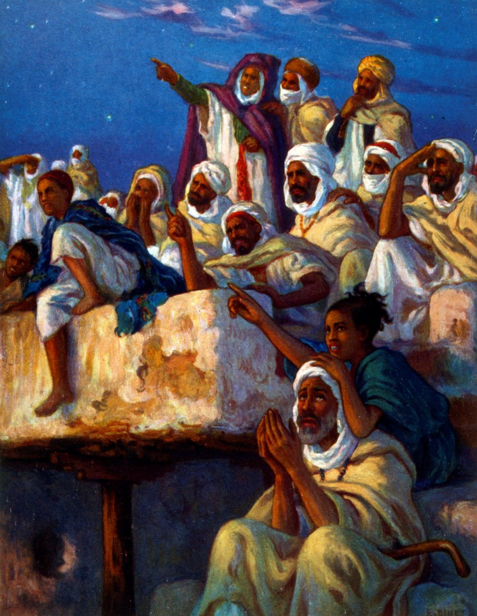 Illustration, die Araber beim Gebet während des Ramadan zeigt. Von Nasreddine Dinet (Alphonse-Étienne Dinet). 1861 – 1929 von Alphonse Etienne Dinet