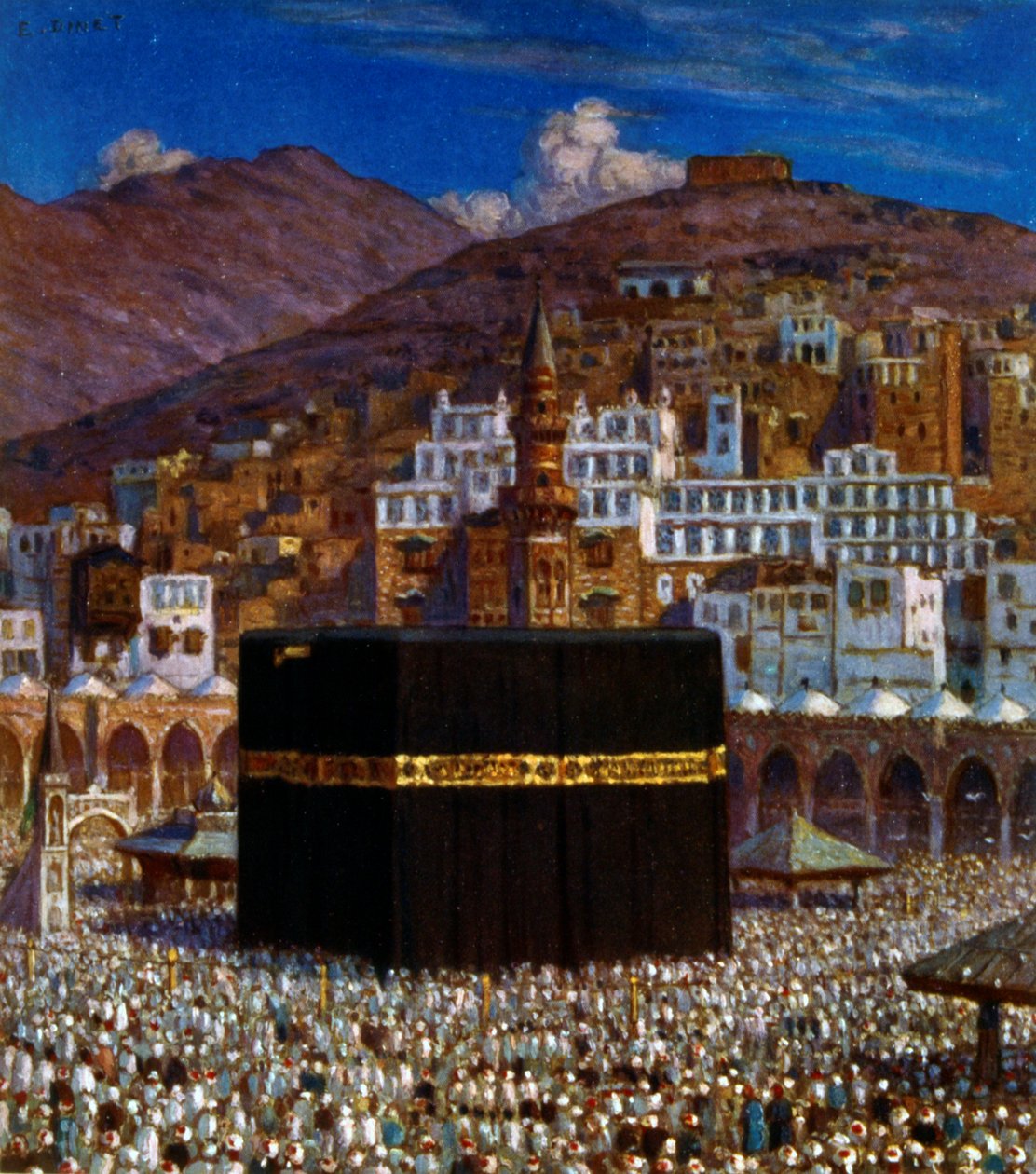 Illustration, die muslimische Pilger an der Kaaba in Mekka darstellt. von Nasreddine Dinet (Alphonse-Étienne Dinet). 1861 – 1929 von Alphonse Etienne Dinet