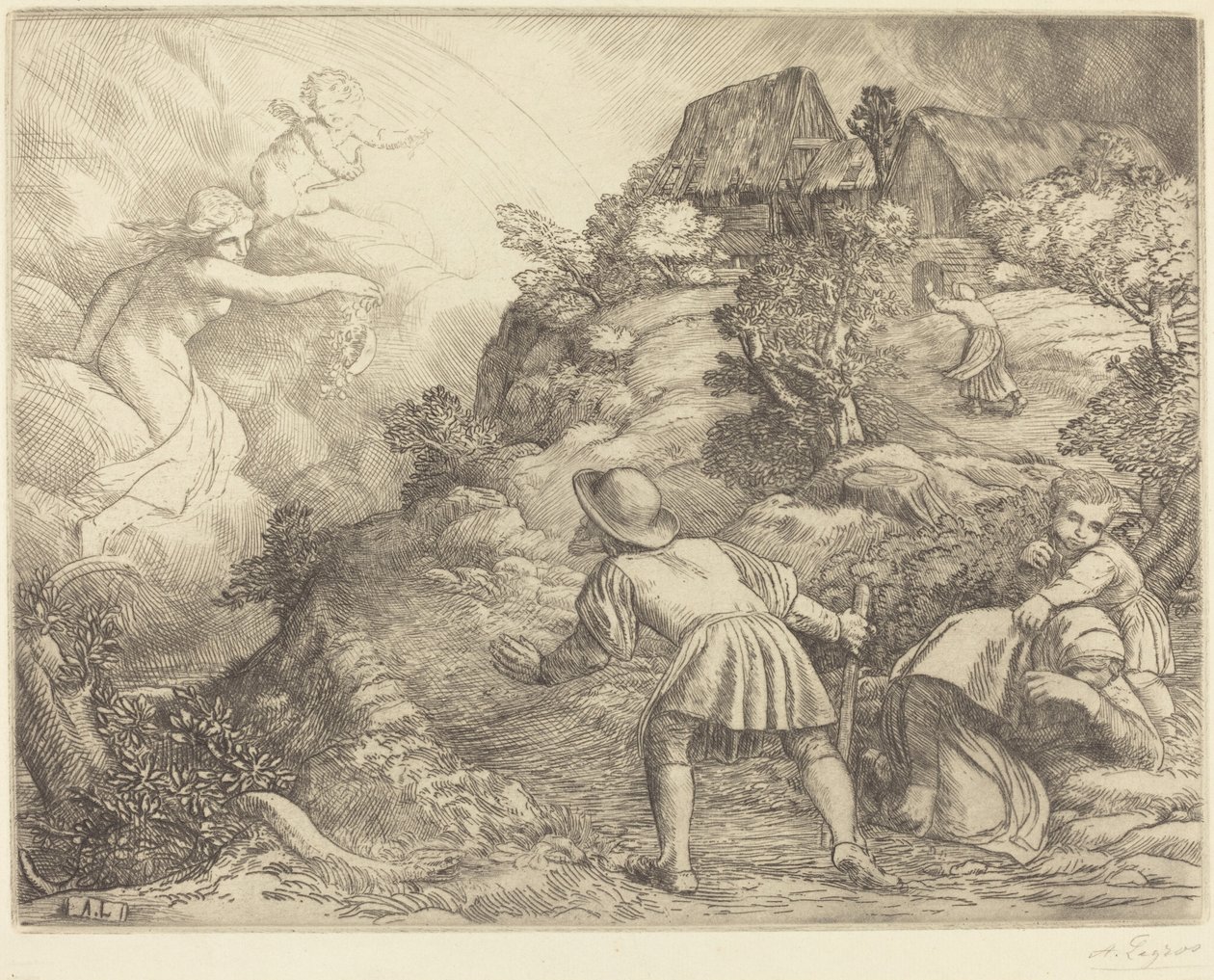 Allegorie des Bauern und des Glücks: Allegorisches Thema von Alphonse Legros