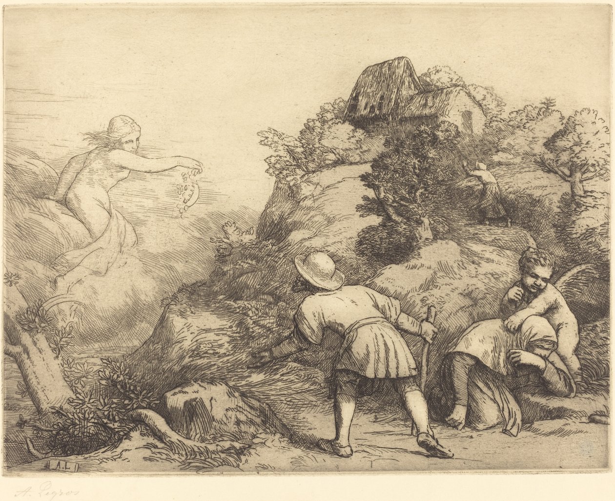 Allegorie des Bauern und des Glücks von Alphonse Legros