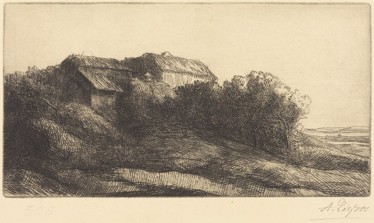 Hütte auf einem Hügel (Chaumiere sur le coteau) von Alphonse Legros