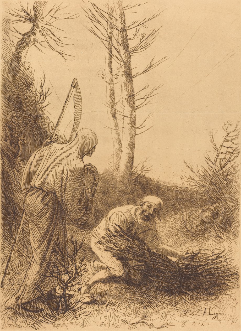 Der Tod und der Holzfäller, 2. Platte Le mort et le bucheron von Alphonse Legros