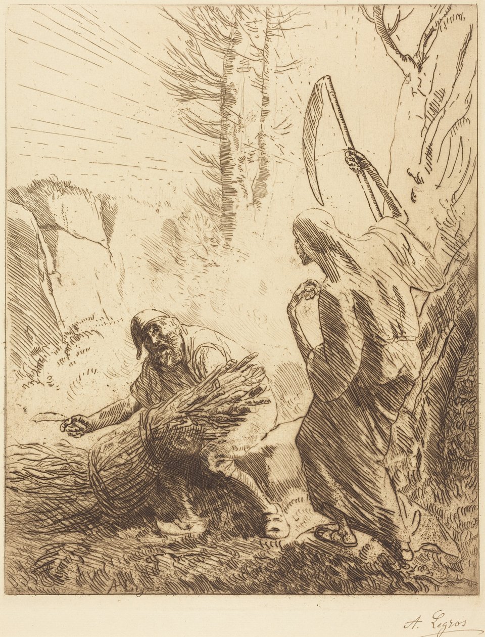 Der Tod und der Holzfäller, 3. Tafel von Alphonse Legros