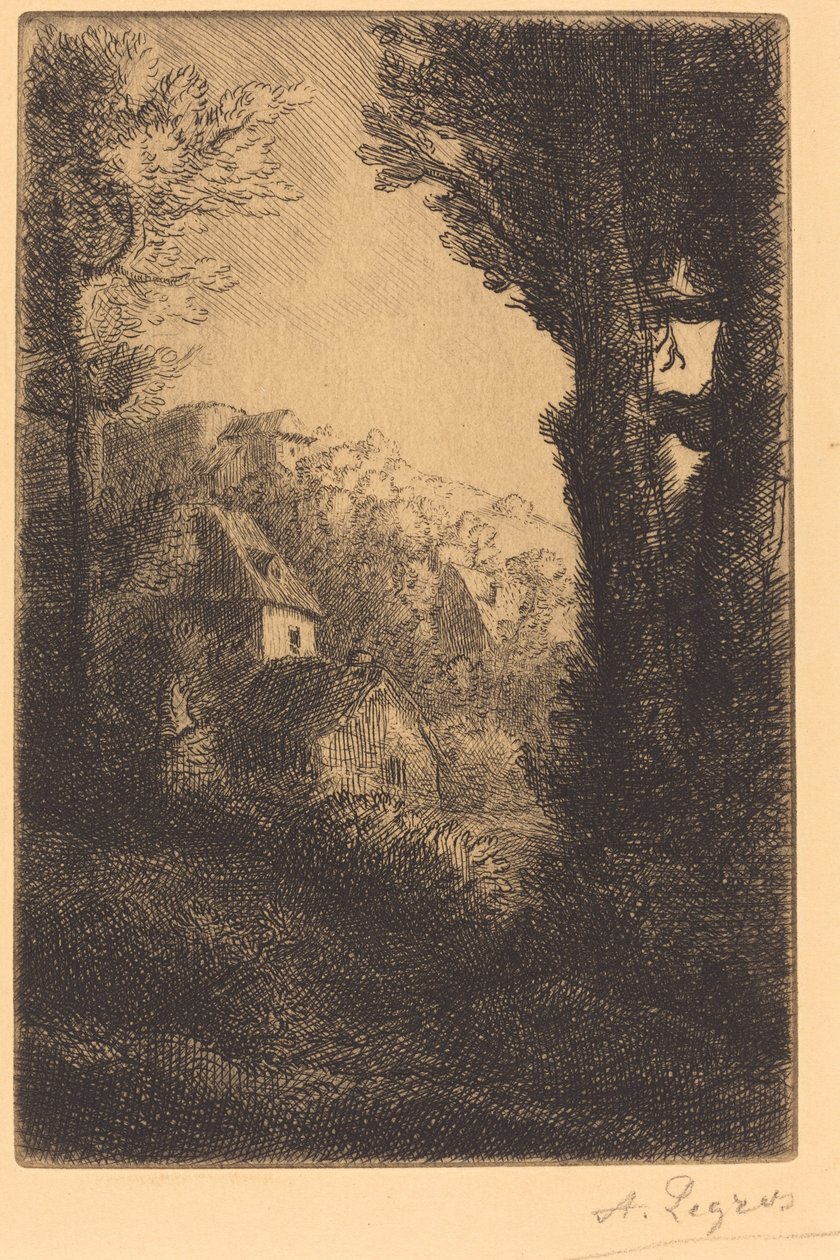 Bauernhof an einem Hang im Sonnenlicht La ferme du coteau, Effet de soleil sur le coteau von Alphonse Legros