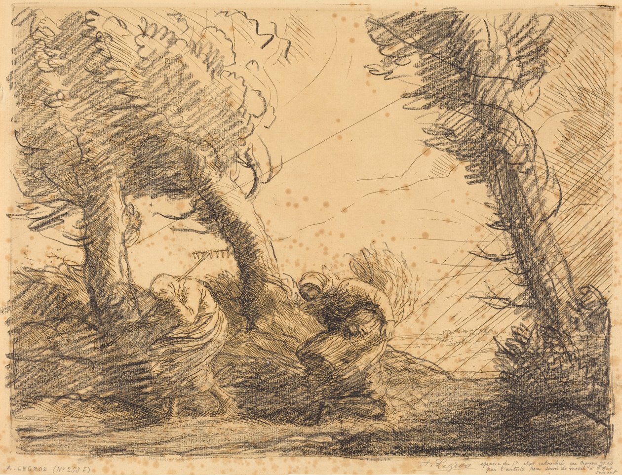 Erntende von einem Sturm überrascht von Alphonse Legros