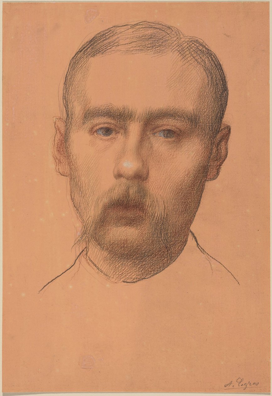 Kopf eines Mannes (Möglicherweise Porträt von Professor E.D. Adams) von Alphonse Legros
