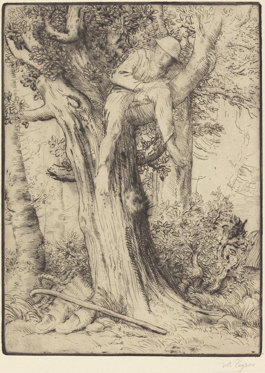 Landschaft mit einem Jungen im Baum Paysage avec un garçon grimpé sur un arbre, dite Le dénicheur d