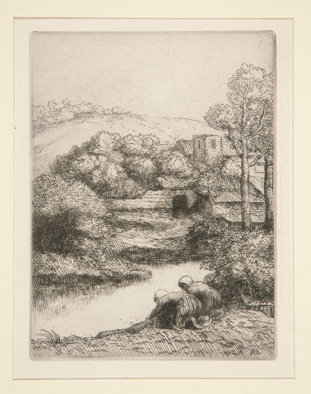 Le lavoir, oder Les laveuses (Waschhaus, oder Wäscherinnen) von Alphonse Legros