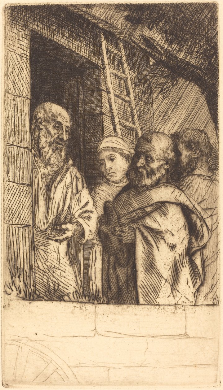 Heiliger Petrus und Heiliger Paulus an der Tür von Bonhomme Misere von Alphonse Legros