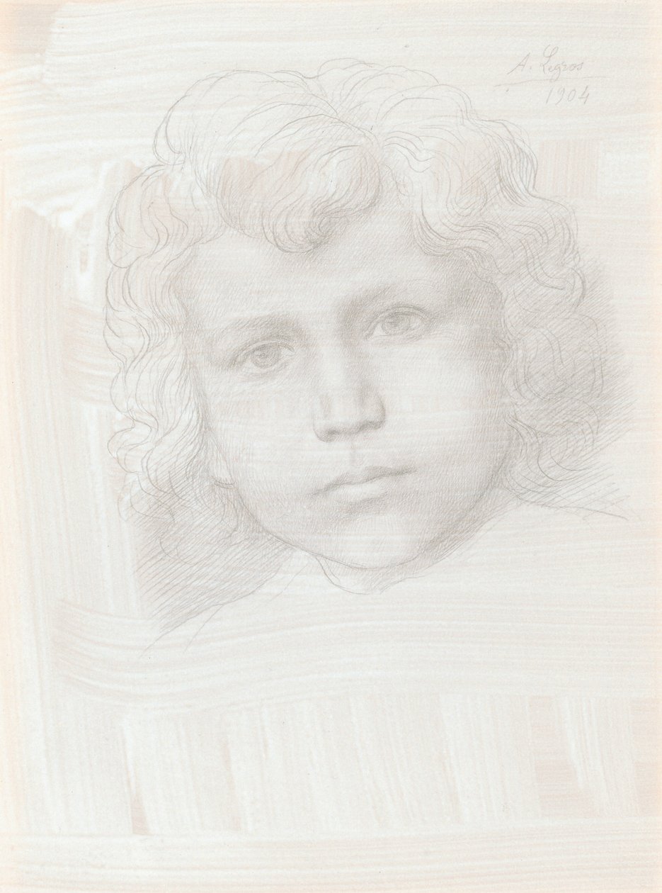 Studie von Amor, Kopf eines Mädchens, 1904 von Alphonse Legros