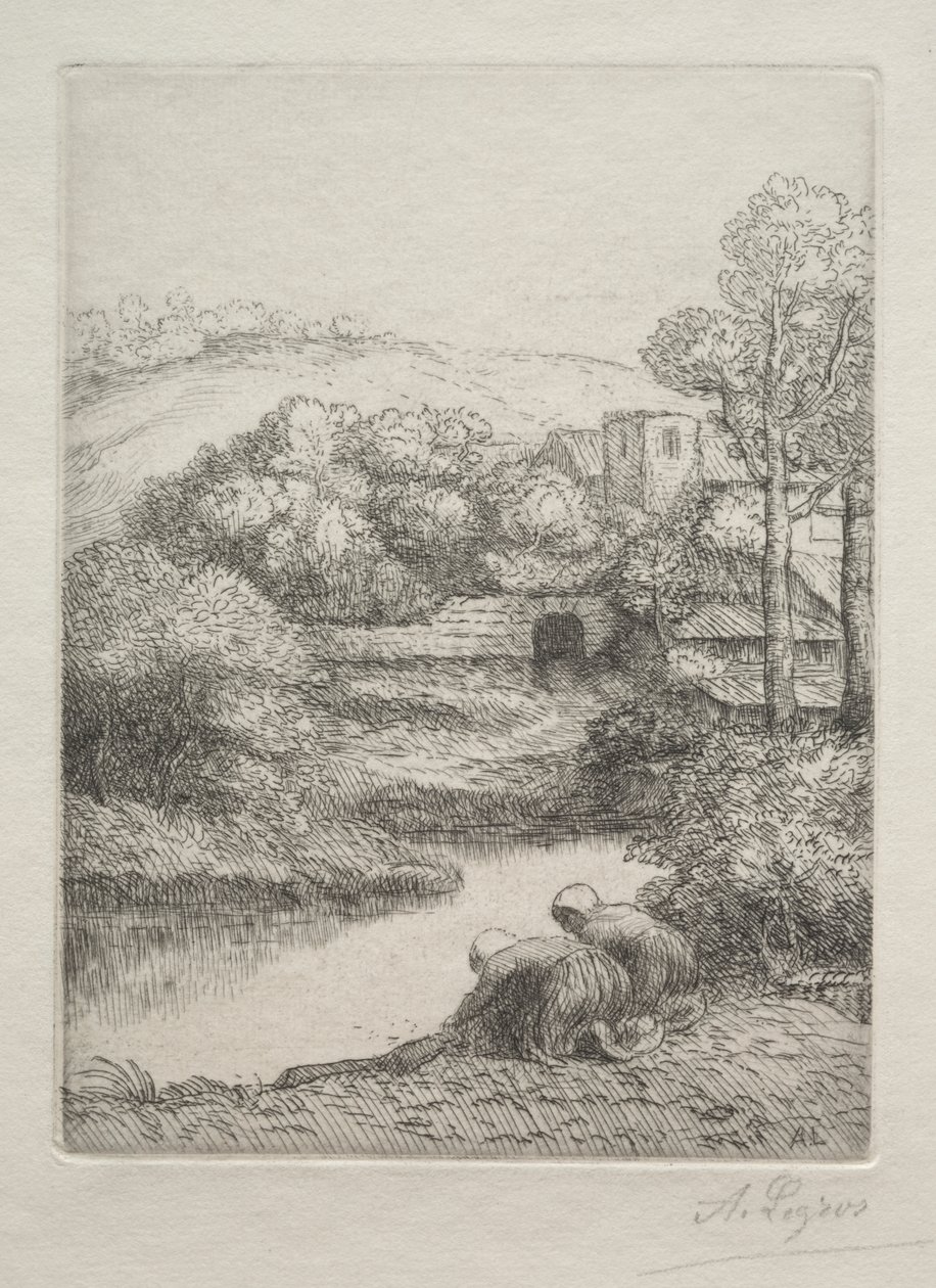Der Waschplatz, genannt Die Wäscherinnen (Le Lavoir, Dite "Les Laveuses") von Alphonse Legros