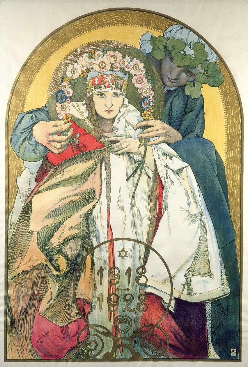 10. Jahrestag der Unabhängigkeit der Tschechoslowakischen Republik von Alphonse Marie Mucha