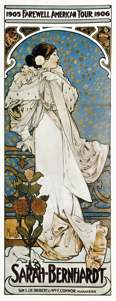 Ein Plakat für Sarah Bernhardts Abschiedstournee in Amerika von Alphonse Marie Mucha