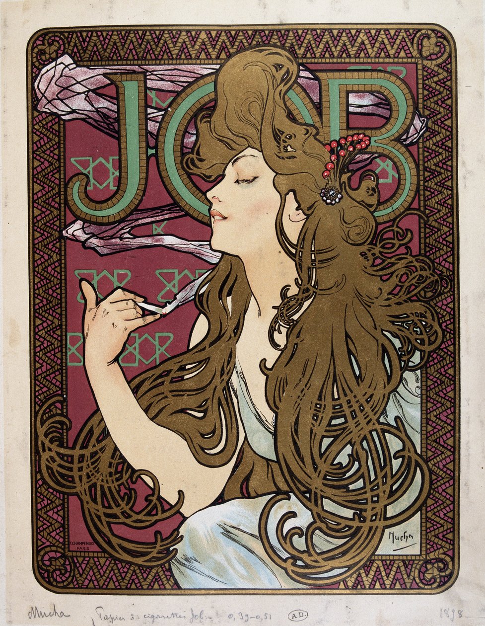 Werbeplakat für „Job Zigarettenpapier“ von Mucha von Alphonse Mucha