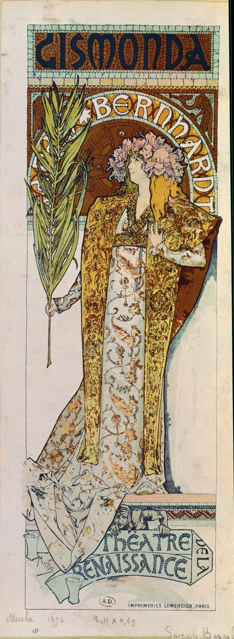 Gismonda mit Schauspielerin Sarah Bernhardt von Alphonse Marie Mucha