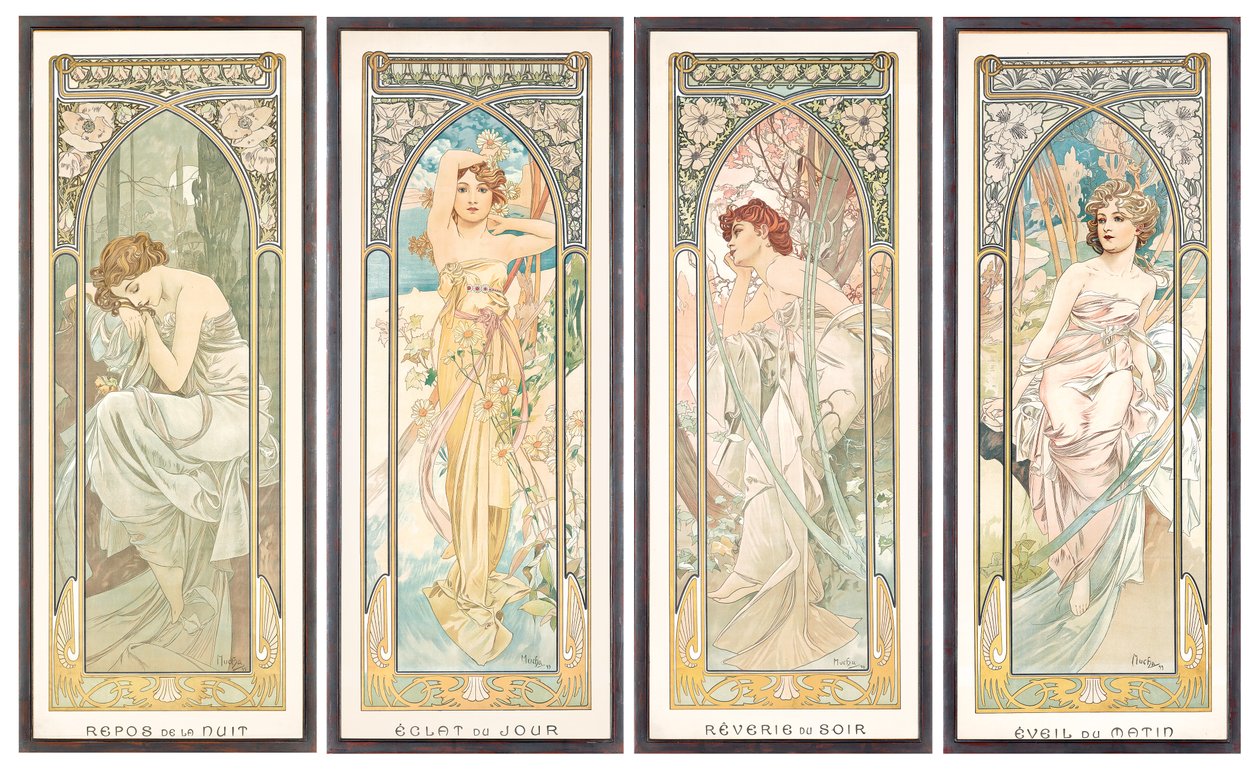 Die Tageszeiten; Les heures du jour von Alphonse Mucha