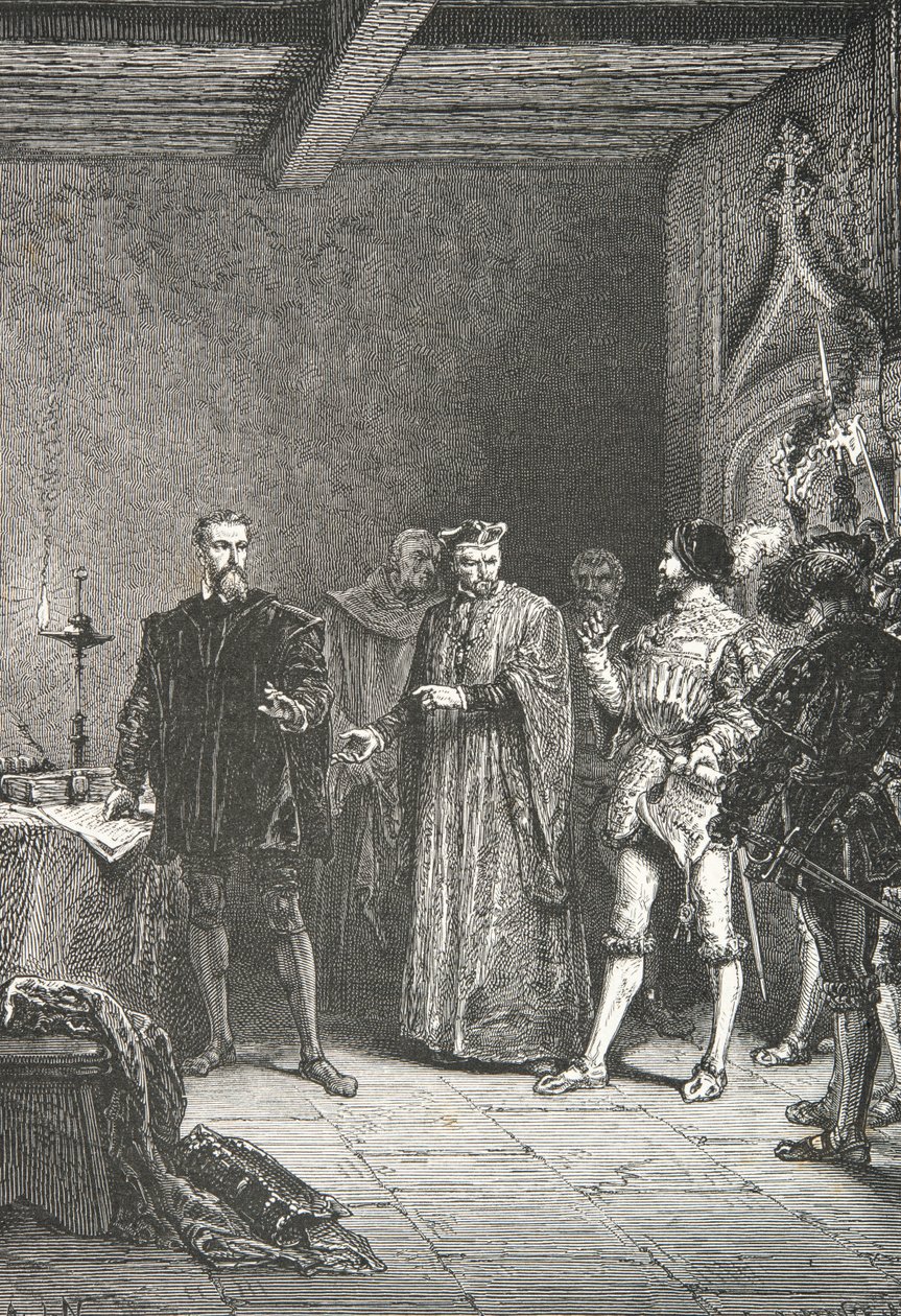 Jean de La Barre informiert Louis de Berquin über seine Freilassung aus der Conciergerie von Alphonse Marie de Neuville