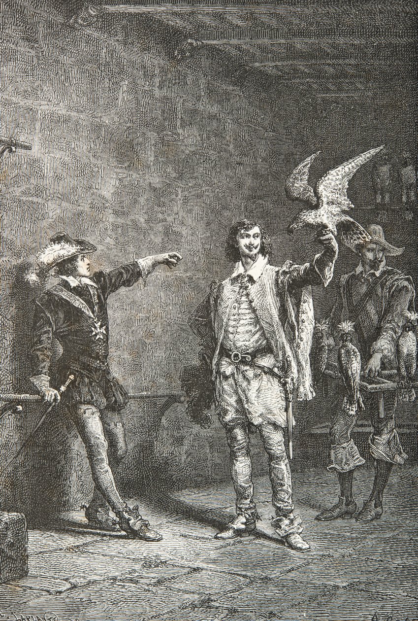 Ludwig XIII. im Alter von sechzehn Jahren mit seinem Favoriten, dem Herzog von Luynes (Gravur) von Alphonse Marie de Neuville