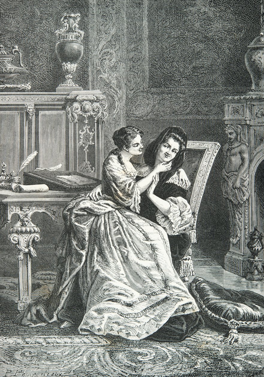 Marie Adelaide de Savoie mit Madame de Maintenon (Gravur) von Alphonse Marie de Neuville
