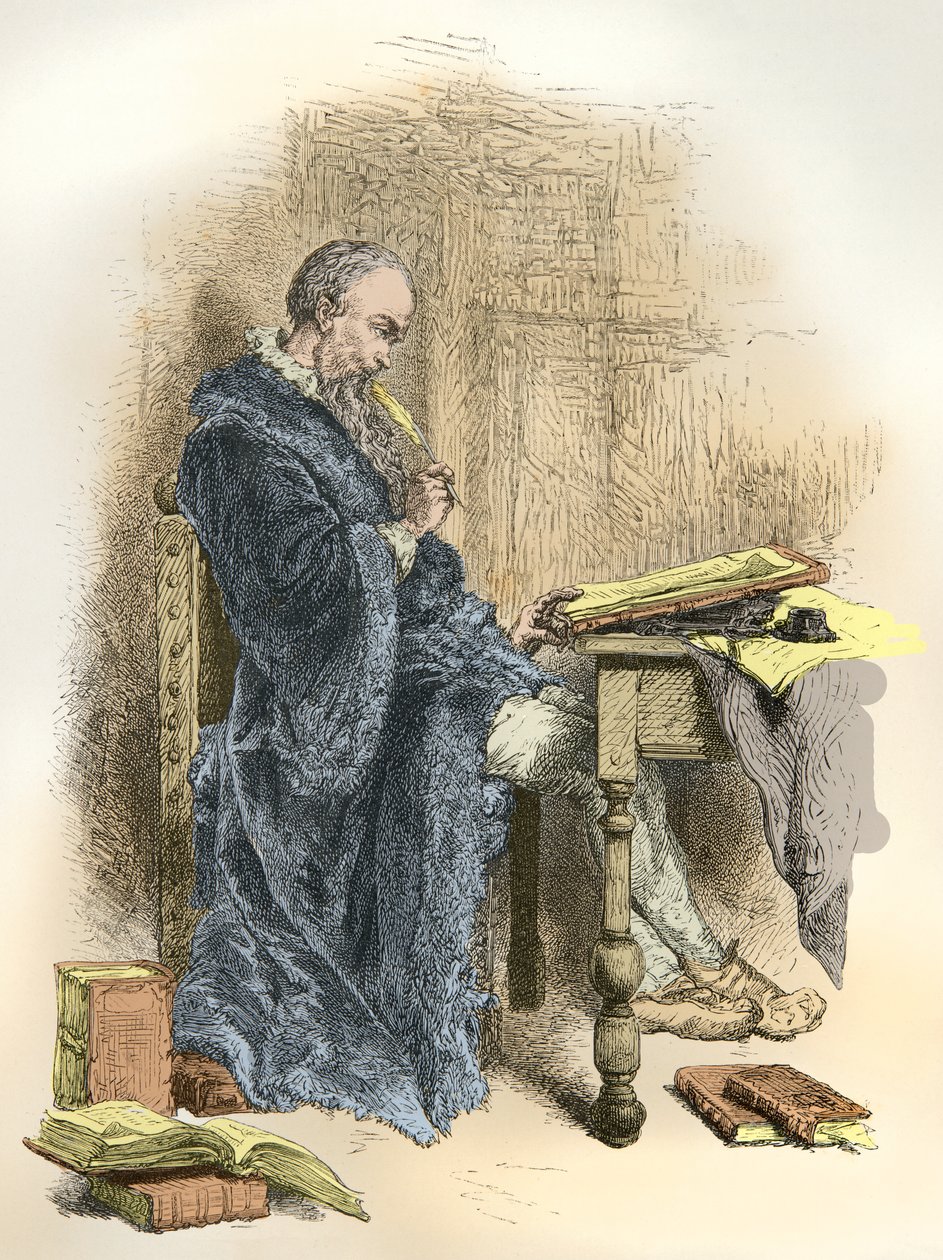 Porträt von Clement Marot an seinem Schreibtisch (Gravur) von Alphonse Marie de Neuville