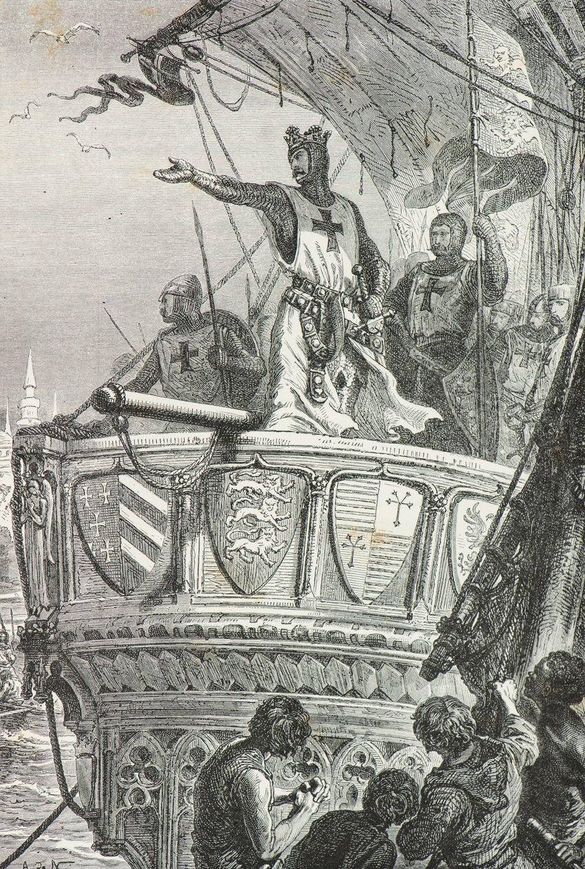 Richard Löwenherz verlässt das Heilige Land 1192 (Gravur) von Alphonse Marie de Neuville