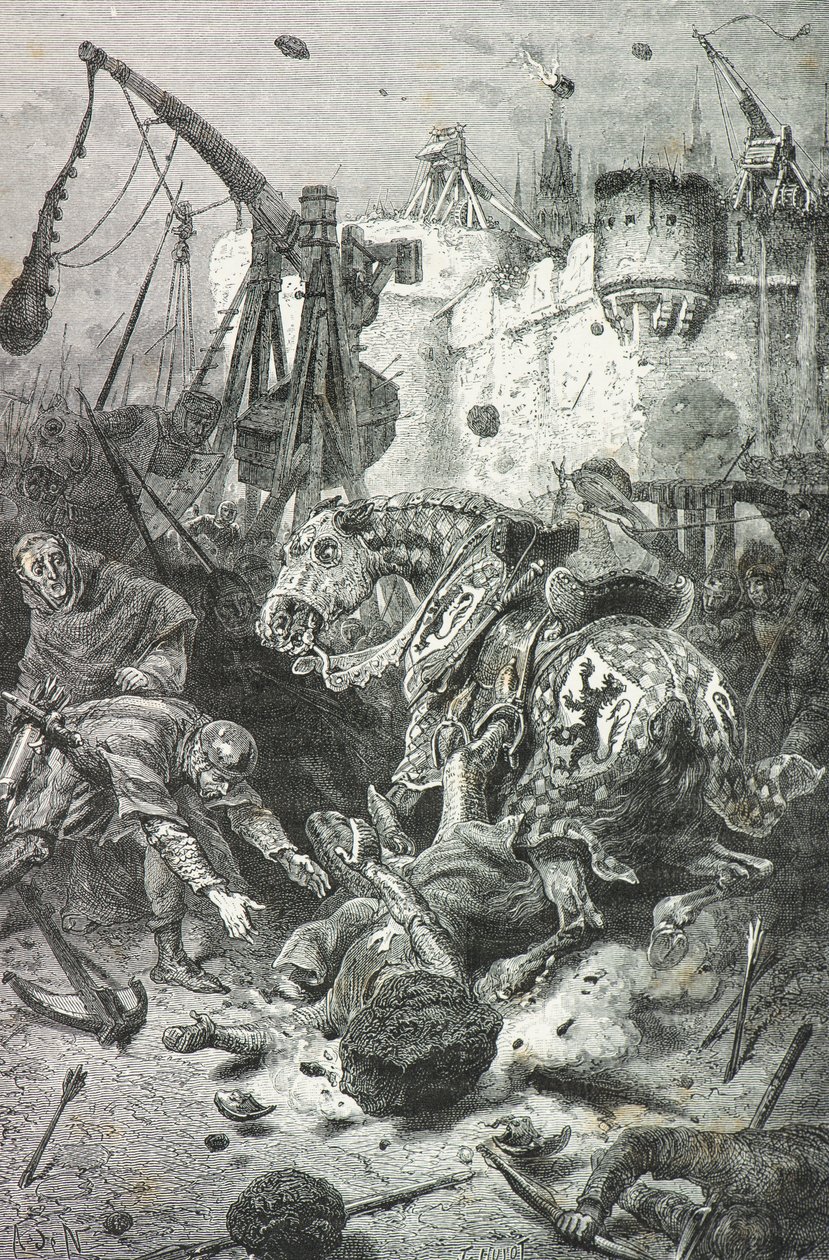 Simon IV. de Montfort wird durch einen Steinwurf getötet, Toulouse von Alphonse Marie de Neuville