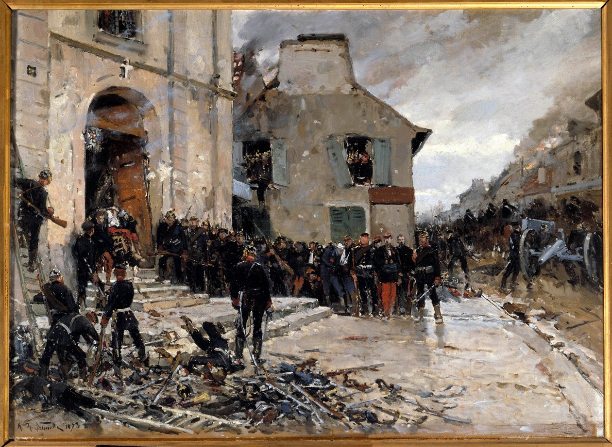 Krieg von 1870-1871 und Belagerung von Paris durch die Preußen: „Die Schlacht von Le Bourget, 30.10.1870“ Gemälde von Alphonse de Neuville (1835-1885) 1873 Paris, Musée d
