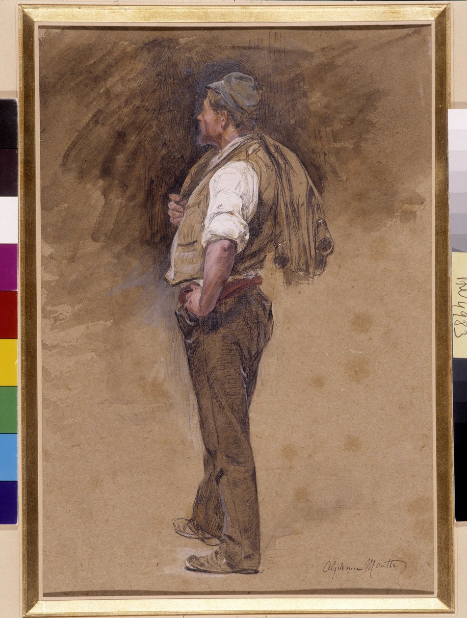 Bauer mit der Jacke auf dem Kopf von Alphonse Moutte