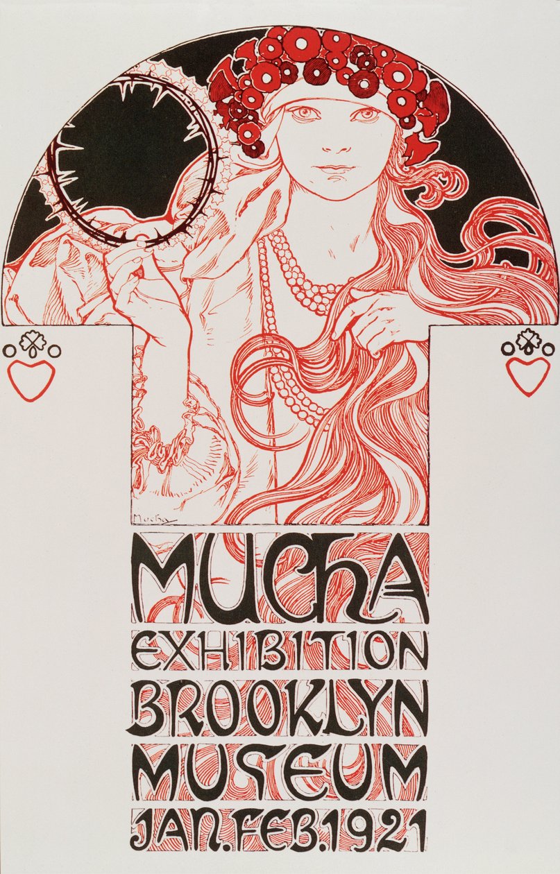 Werbeplakat von Alphonse Mucha für die Mucha-Ausstellung im Brooklyn Museum, New York, 1921 von Alphonse Mucha