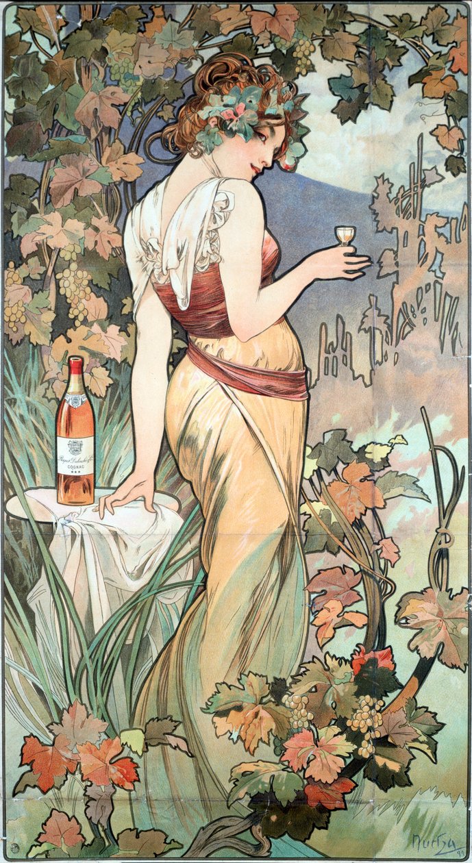 Werbeplakat für Cognac Bisquit, Dubouche, 1899 von Alphonse Mucha