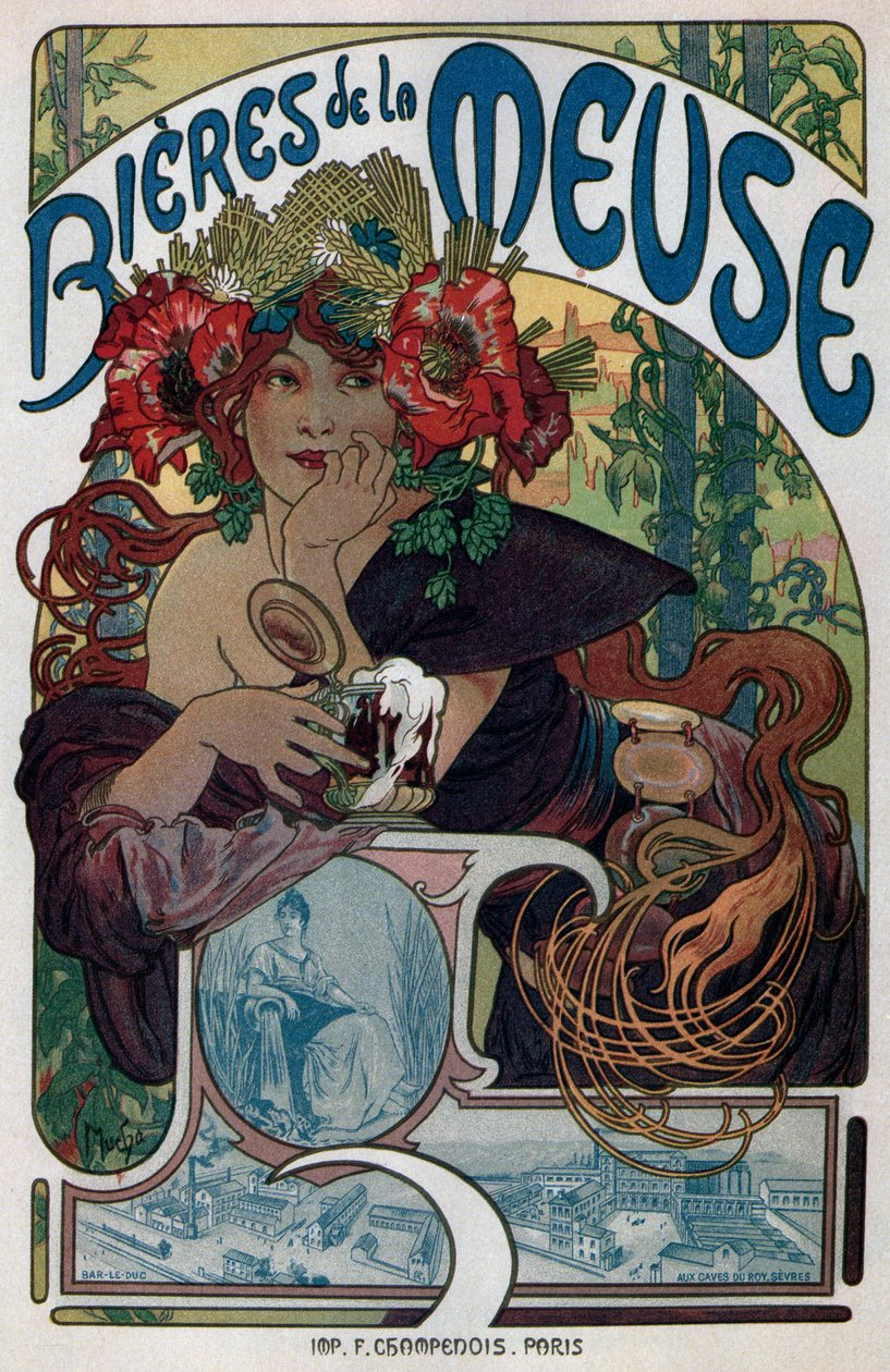 Plakat für die Bières de la Meuse, 1897 von Alphonse Mucha