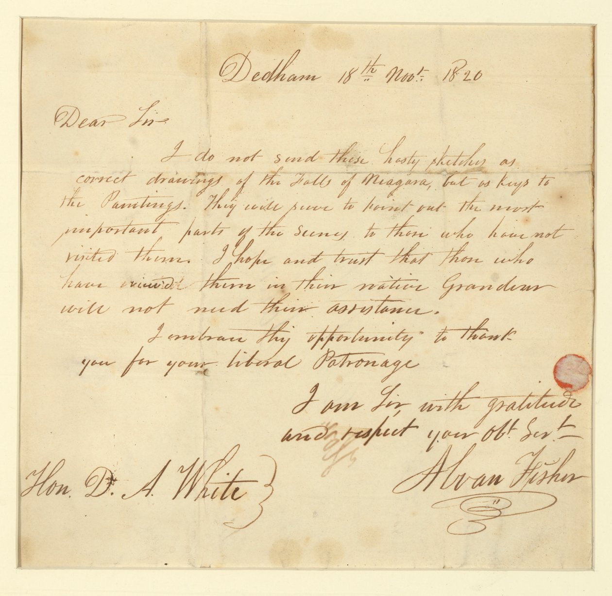 Brief an Herrn D.A. White vom Künstler von Alvan Fisher