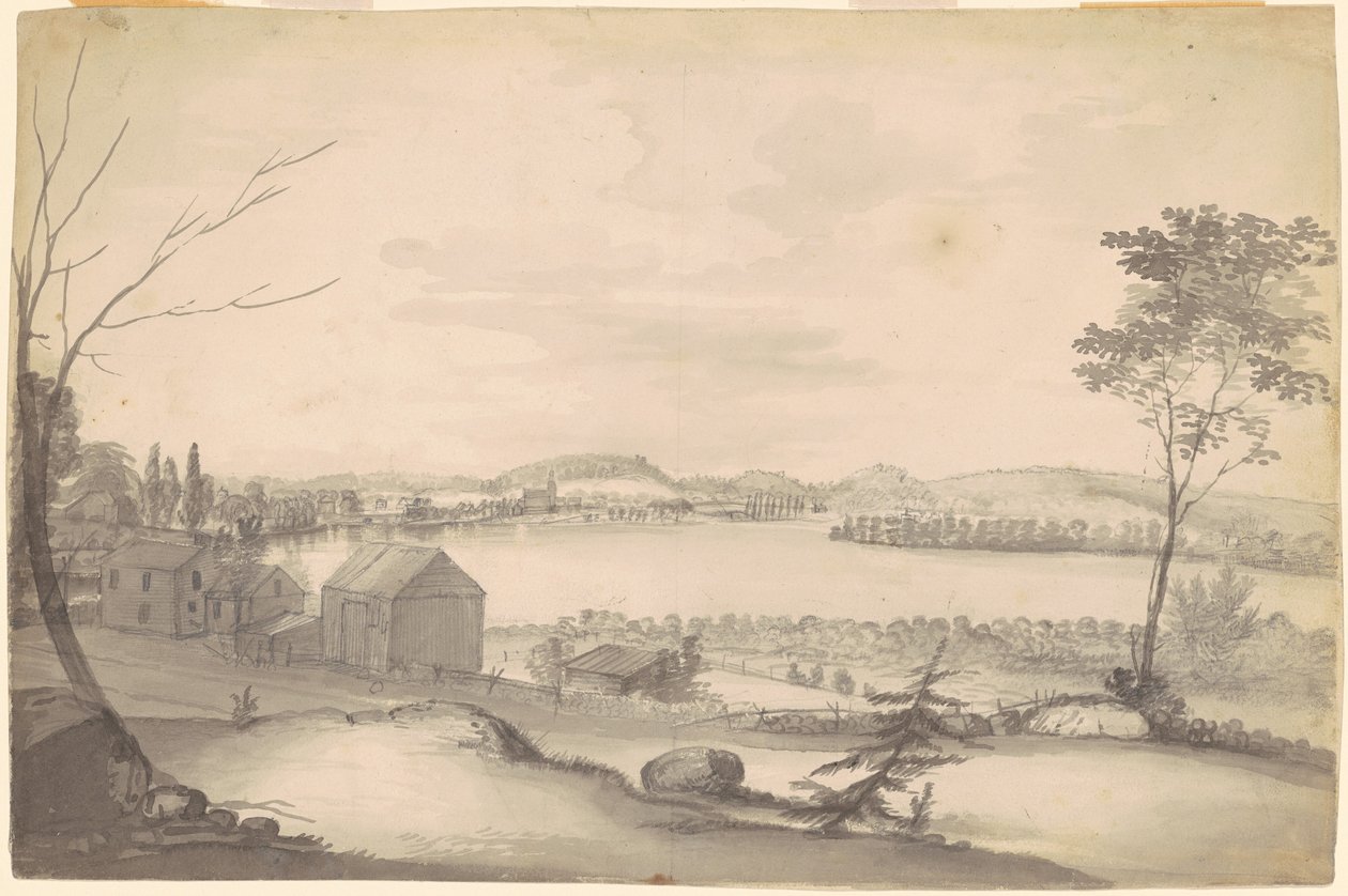 Studie für "Ansicht von Springfield am Connecticut River" von Alvan T. Fisher