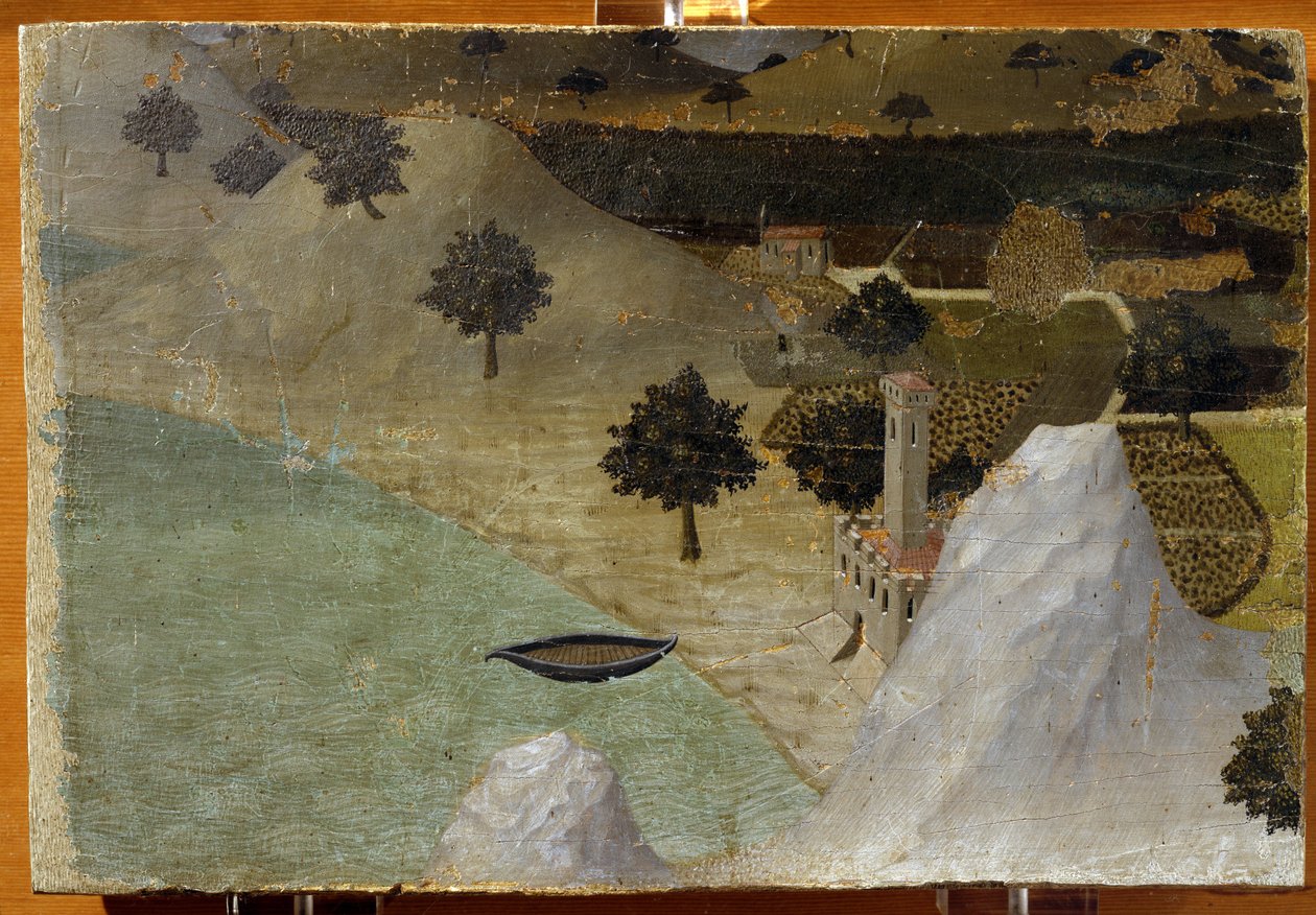 Ein Schloss am See von Ambrogio Lorenzetti